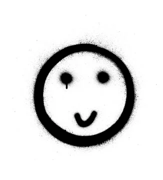 Graffiti shy smiling icon sprayed in black over white Illustrazione stock