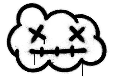 Graffiti sick cloud icon sprayed in black over white Stock Illustration
