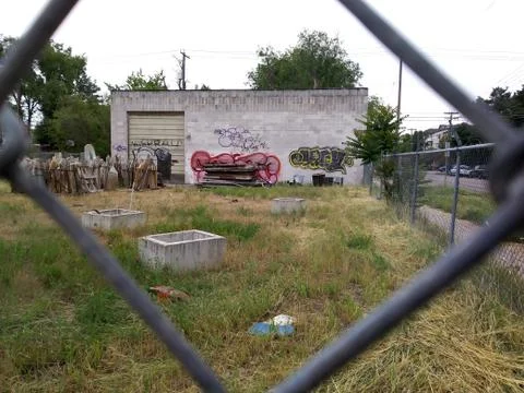 Graffiti on the side of an abandoned building Stock Photos