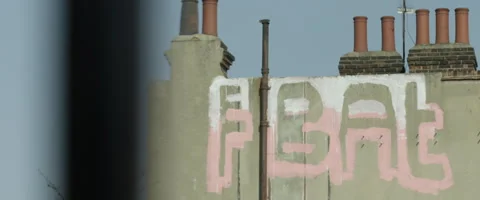 GRAFFITI ON SIDE OF HOUSE Stock Footage 141599661