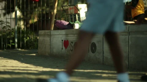 Graffiti on a sidewalk Stock Footage 33295399