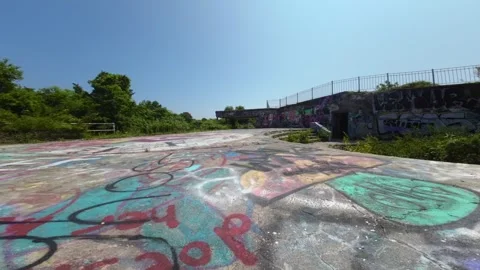 Graffiti Sightings: FPV Drone Flight over Fort Wetherill Stockbeeldmateriaal 246087594
