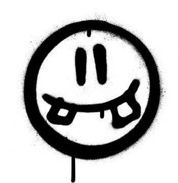 Graffiti silly smiling icon face in black over white Stock Illustration