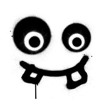 Graffiti silly stare square icon sprayed over white Illustrazione stock
