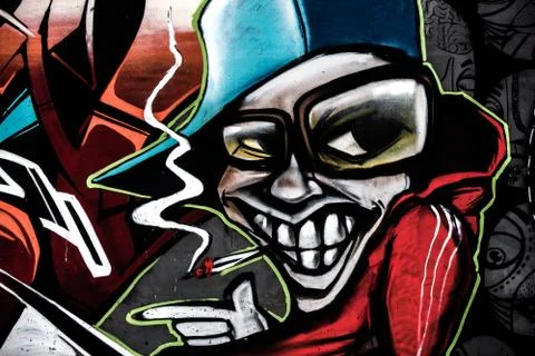 Graffiti with a simper boy Stock Photos