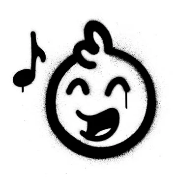Graffiti singing icon sprayed in black over white Stock Illustration