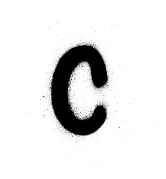 Graffiti small fat C font sprayed in black over white Stock Illustration