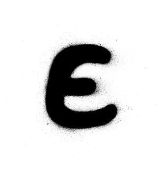 Graffiti small fat E font sprayed in black over white Stock Illustration
