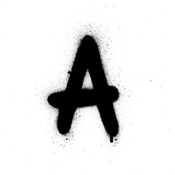 Graffiti small fat A font sprayed in black over white Stock Illustration