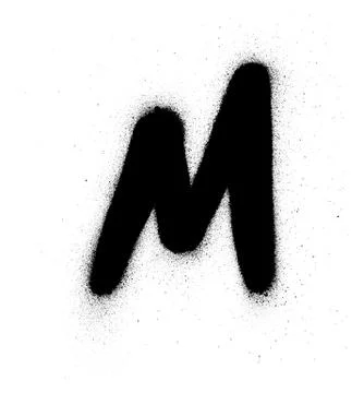 Graffiti small fat M fontsprayed in black over white Stock-Illustration