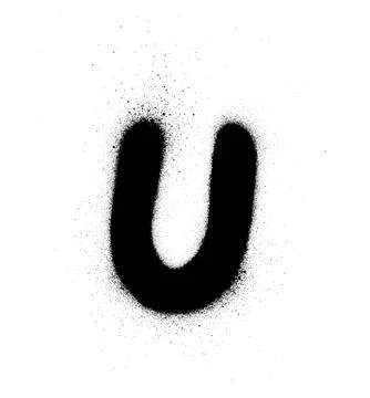 Graffiti small fat U font sprayed in black over white Stock Illustration