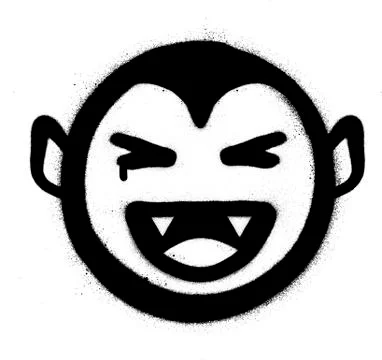 Graffiti smiling vampire icon in black over white Illustrazione stock