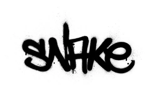 Graffiti snake word sprayed in black over white Illustrazione stock