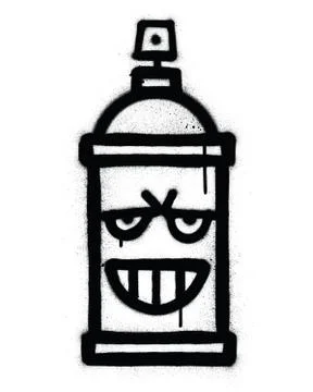 Graffiti sneaky spraycan sprayed in black over white Stock Illustration