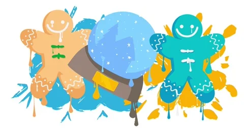 Graffiti Snow Globe and Gingerbread Man Christmas Cookie animation Stock Footage 321510206
