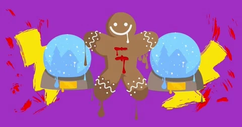 Graffiti Snow Globe and Gingerbread Man Christmas Cookie Video Stock Footage 321510209