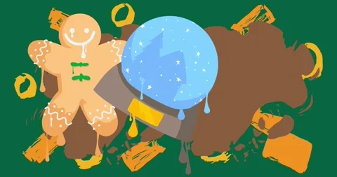 Graffiti Snow Globe and Gingerbread Man Christmas Cookie Stock Footage 321510214