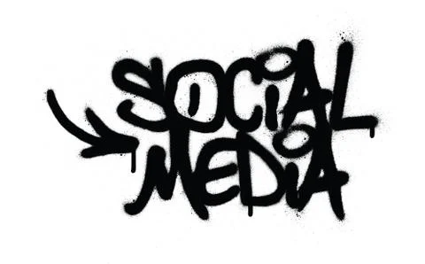 Graffiti social media text sprayed in black over white Stock Illustration