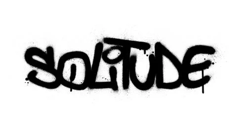 Graffiti solitude word sprayed in black over white Stock-Illustration