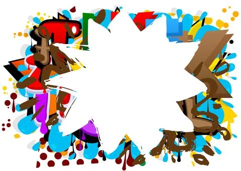 Graffiti speech bubble on colorful background. White abstract modern Messag.. Stock Illustration