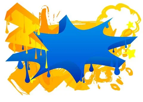 Graffiti speech bubble on colorful background. White abstract modern Messag.. Stock Illustration