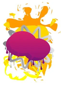 Graffiti speech bubble on colorful background. White abstract modern Messag.. Stock Illustration
