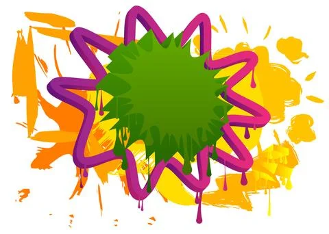 Graffiti speech bubble on colorful background. White abstract modern Messag.. Stock Illustration