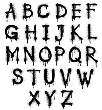 Graffiti splash vector alphabet, font, grunge text Stock Illustration