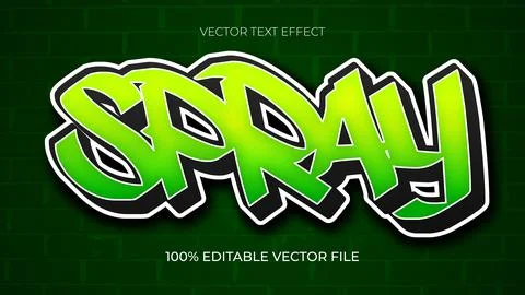 Graffiti Spray 3d editable Text effect graffiti style Stock Illustration