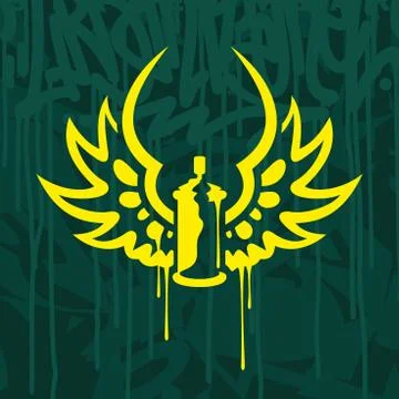 Graffiti Spray Can With Wings Stencil Art Stock Illustration