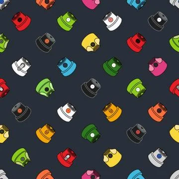 Graffiti Spray Caps Assorted Seamless Pattern. Isolated Vector Illustration Stock Illustration
