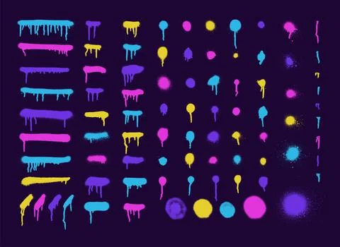 Graffiti spray dots and lines. splatter paint spray and smudge effect shape s Stock Illustration