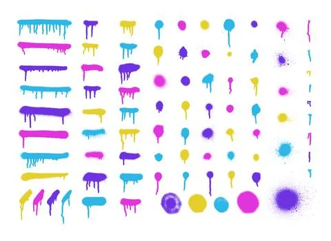 Graffiti spray dots and lines. splatter paint spray and smudge effect shape s Stock Illustration