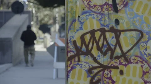 Graffiti Spray Paint Tagging Mural Street Art Los Angeles California USA Video stock 229905501