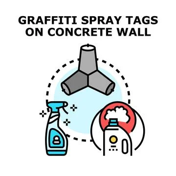 Graffiti spray tags on concrete wall concept Stock Illustration