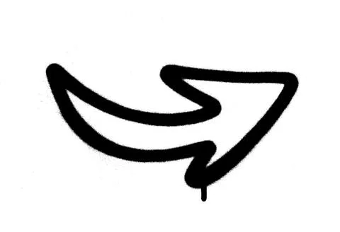 Graffiti sprayed arrow with a leak in black over white Stock Illustration