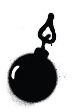 Graffiti sprayed bomb in black over white Stock Illustration