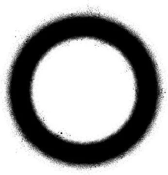 Graffiti sprayed circle design element in black on white Stock Illustration