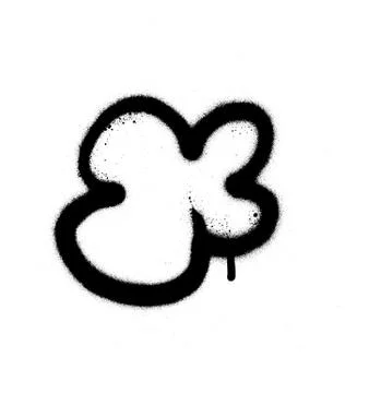 Graffiti sprayed cloud shape in black on white Stock Illustration
