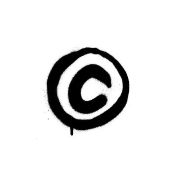 Graffiti sprayed copyright sign in black over white Stock Illustration