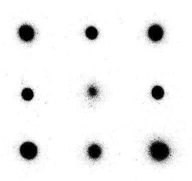 Graffiti sprayed dots collection in black over white Stock Illustration