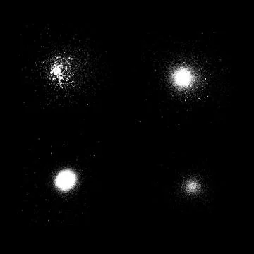 Graffiti sprayed dots collection in white over black Stock Illustration