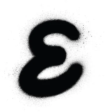 Graffiti sprayed E font in black over white Stock Illustration