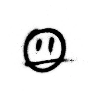 Graffiti sprayed face emoticon in black on white Stock Illustration