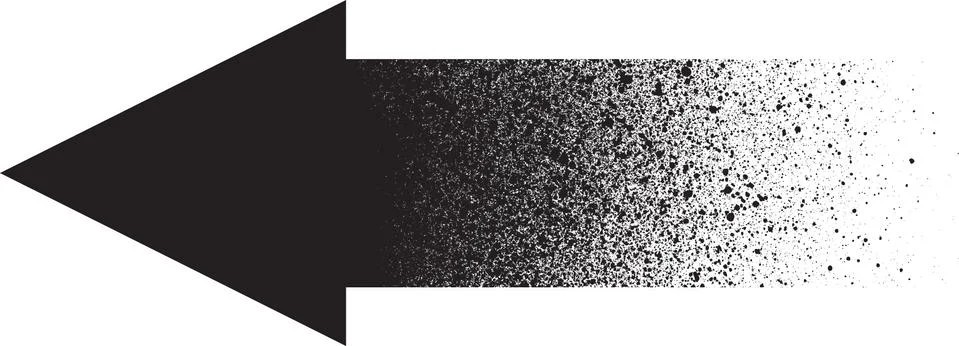 Graffiti sprayed gradient arrow in black over white Stock Illustration