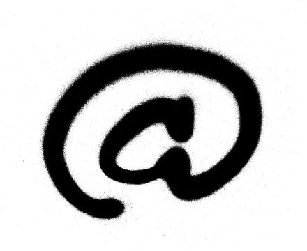 Graffiti sprayed internet @ at sign in black on white Stock Illustration