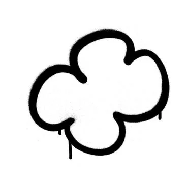 Graffiti sprayed leaking cloud in black over white Stock Illustration