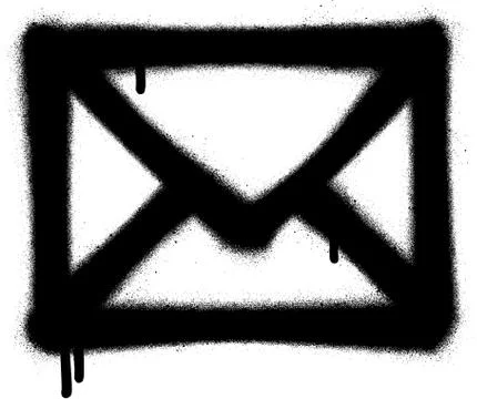 Graffiti sprayed leaking mail sign in black on white Stock Illustration