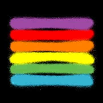 Graffiti sprayed lines in six rainbow colors on black Stock Illustration