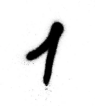 Graffiti sprayed number 1 one in black on white Stock Illustration